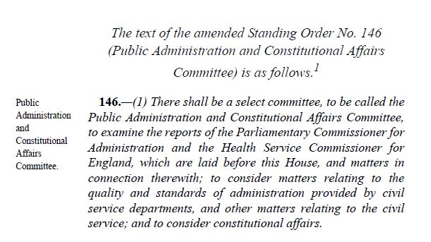 PACAC standing order