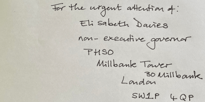 Recorded delivery letter to Elisabeth Davies PHSO