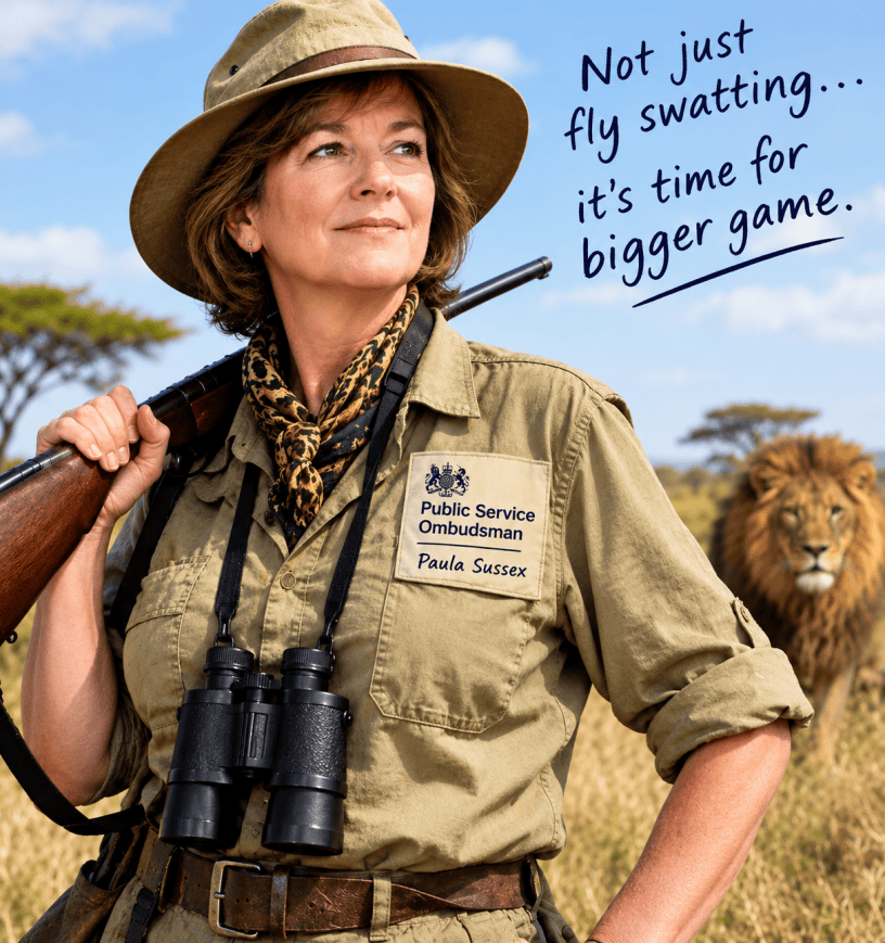 Paula Sussex Ombudsman as a lion hunter